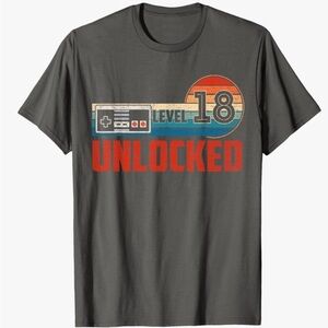 Port and Company Level 18 Unlocked Tee - Charcoal 100% cotton. Gamers fans